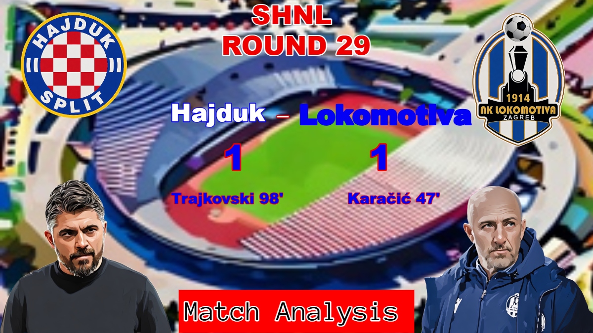 SuperSport HNL 24/25 (Matchday 29) Match Analysis: HAJDUK–LOKOMOTIVA 1-1&nbsp;(13/04/2025)